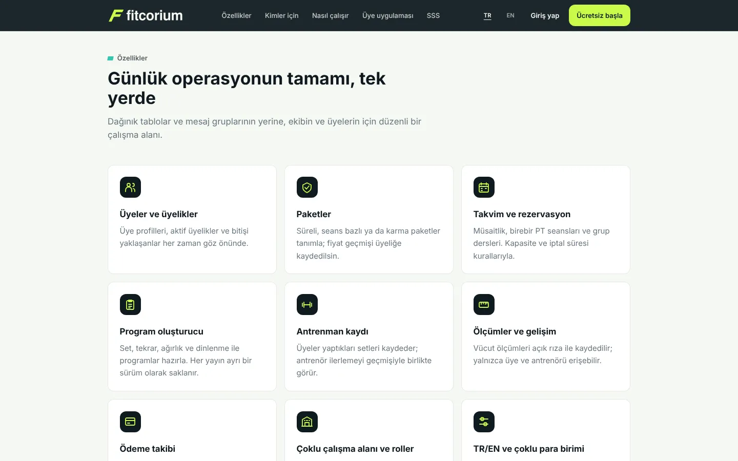 Fitcorium özellikleri